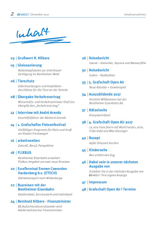 Bewegt Ausgabe 2 2017 Inhaltsangabe